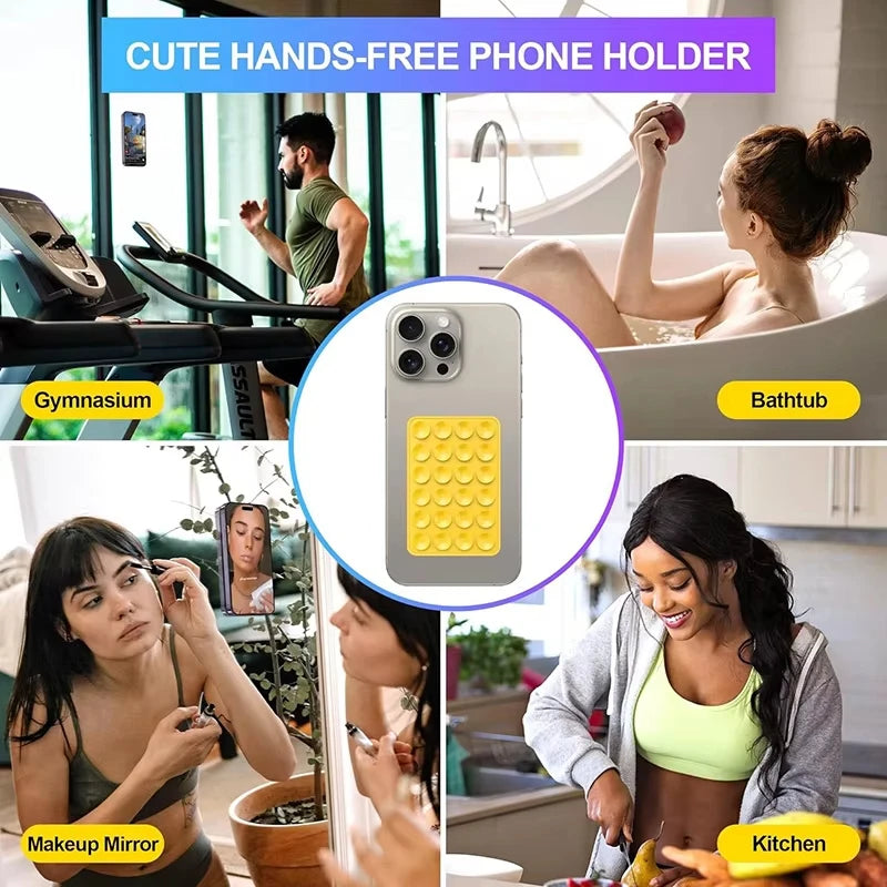 Multifunctional Mobile Phone Silicone Suction Cup 24 Square Mobile Phone Single-Sided Case Anti-Slip Holder Mount Suction