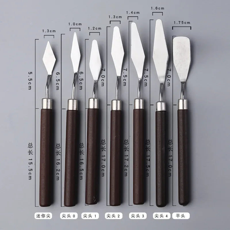 7Pcs 1-3Sets stainless Steel Oil Painting Knife Artist Spatula Art Tools stationery Cake baking supplies painting drawing cut