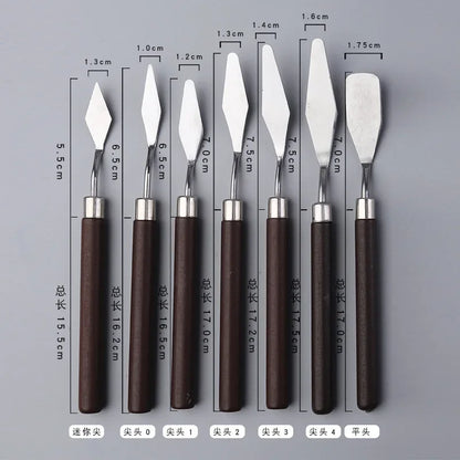 7Pcs 1-3Sets stainless Steel Oil Painting Knife Artist Spatula Art Tools stationery Cake baking supplies painting drawing cut