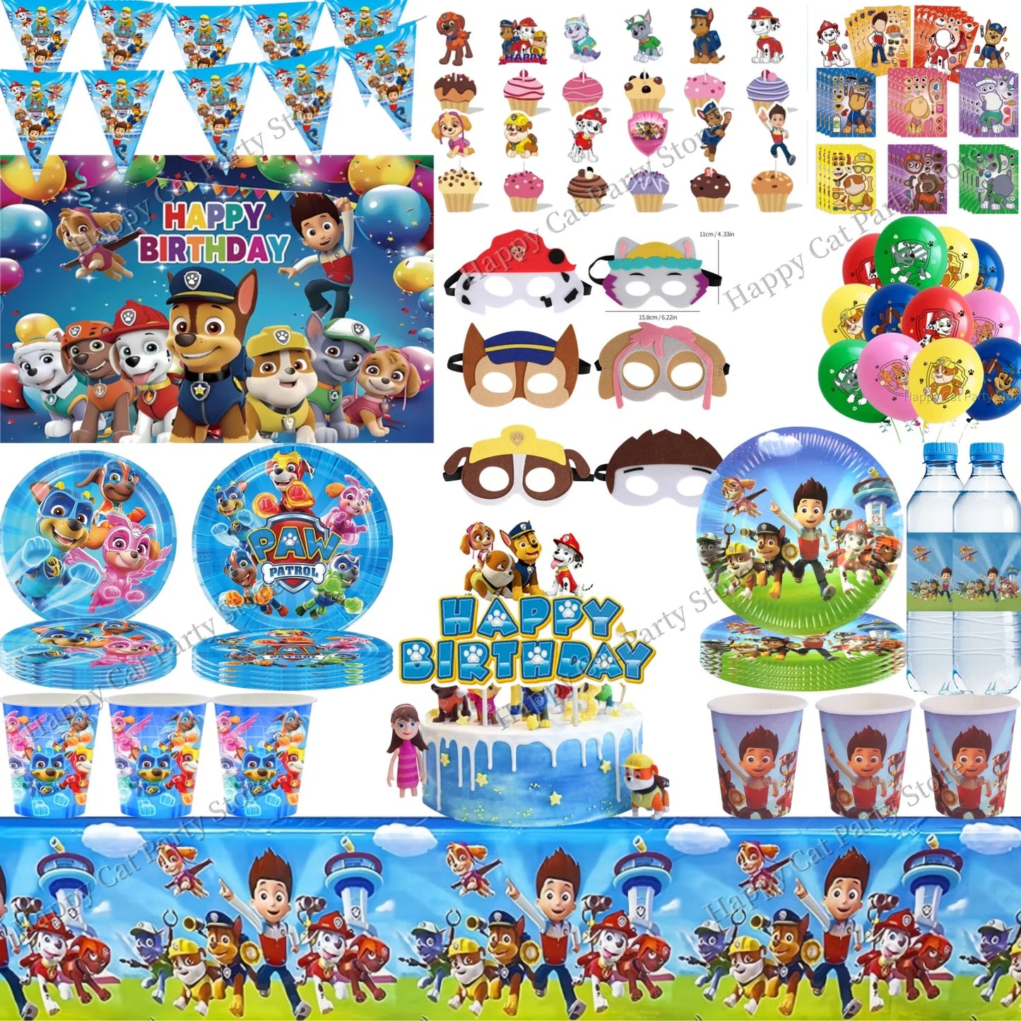 PAW Patrol Birthday Party Decor Tableware Tablecloth Plates Cup Balloons Baby Shower PAW Patrol Party Supplies Kids Favors Gi