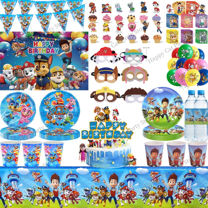 PAW Patrol Birthday Party Decor Tableware Tablecloth Plates Cup Balloons Baby Shower PAW Patrol Party Supplies Kids Favors Gi