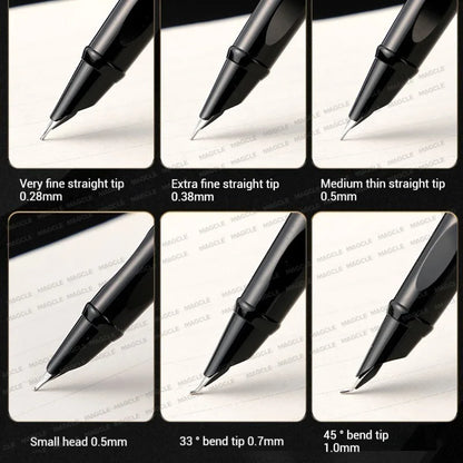 Luxury Metal Black Fountain Pen Nib 0.28/0.38/0.5/0.7/1mm Calligraphy Writing Pen Office Business School Stationery Supplies