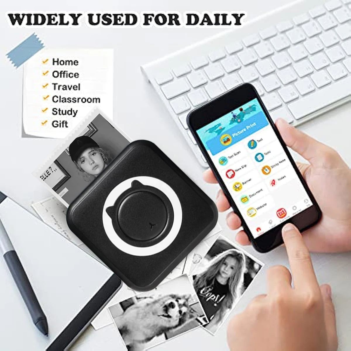 MINI Print Portable Thermal Printer Photo Pocket Thermal Label Printer 58mm Printing Wireless Bluetooth Android IOS