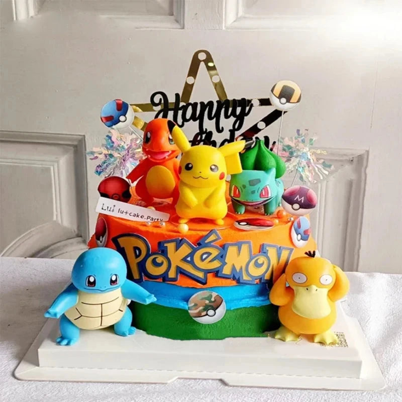 15Pcs/set Pokemon Cake Topper Pikachu Anime Figure Party Happy Birthday Pokemon Cake Decoration Supplies Boy Ornaments Kids G