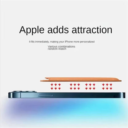 Magnetic Card Holder Leather PU Card Sleeve ID Card Holder Mobile Phone Back Sticker Bag For Magsafe iPhone 17 Card Holder Co