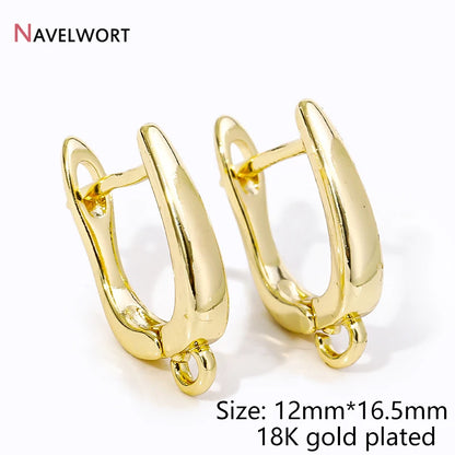 18K Gold Plated Brass Metal Earwires Basic Fasteners,Earring Fixtures,Inlaid Zircon Earring Hooks,Earring Making Supplies - 1