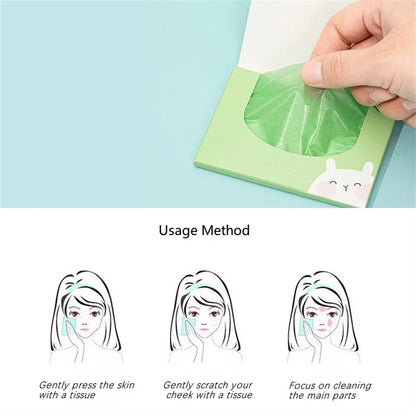Green Tea/Gardenia/Chamomile/Lavender/Rose/Bamboo Charcoal 100pcs Boxed Fragrance Oil Absorbing Paper for Men and Women Face 
