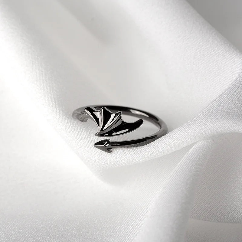 Retro Angel Demon Wings Open Ring for Women Couples Punk Gothic Adjustable Finger Jewelry Accessories Hip Hop Gifts - 991236