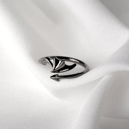 Retro Angel Demon Wings Open Ring for Women Couples Punk Gothic Adjustable Finger Jewelry Accessories Hip Hop Gifts - 991236