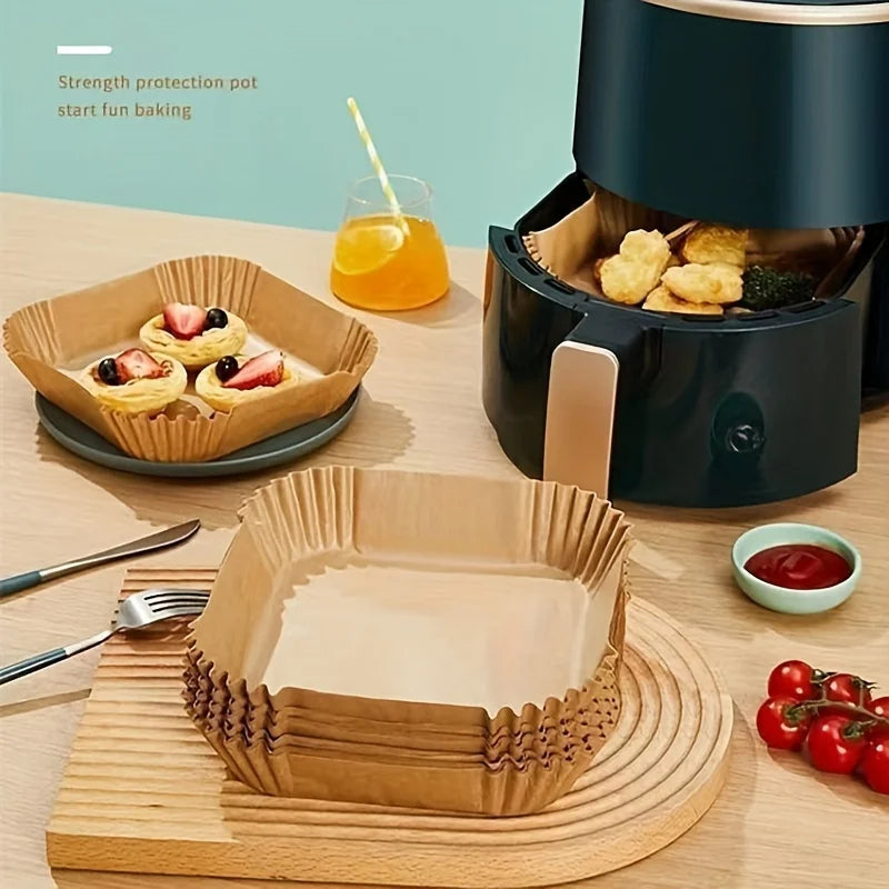 50 Packs of Non Stick Paper Lined with Air Fryer for Baking and Microwave Ovens Easy To Clean and Separate for Healthier Cook