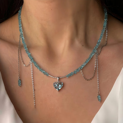 New Irregular Choker Vintage Tassels Zircon Heart Pendant Necklace For Women Female Geometric Baroque Transparent Crystal Cha