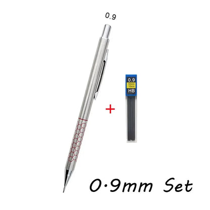 0.5 0.7 0.9mm Metal Mechanical Pencil with Eraser Set HB Lead Art Sketch Drawing Supplies Automatic Pencil Writing Stationery