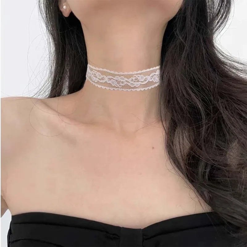 Sexy Black Lace Flower Necklace for Women Harajuku Gothic Short Choker Collar Choker Party Female Neck Accessories
