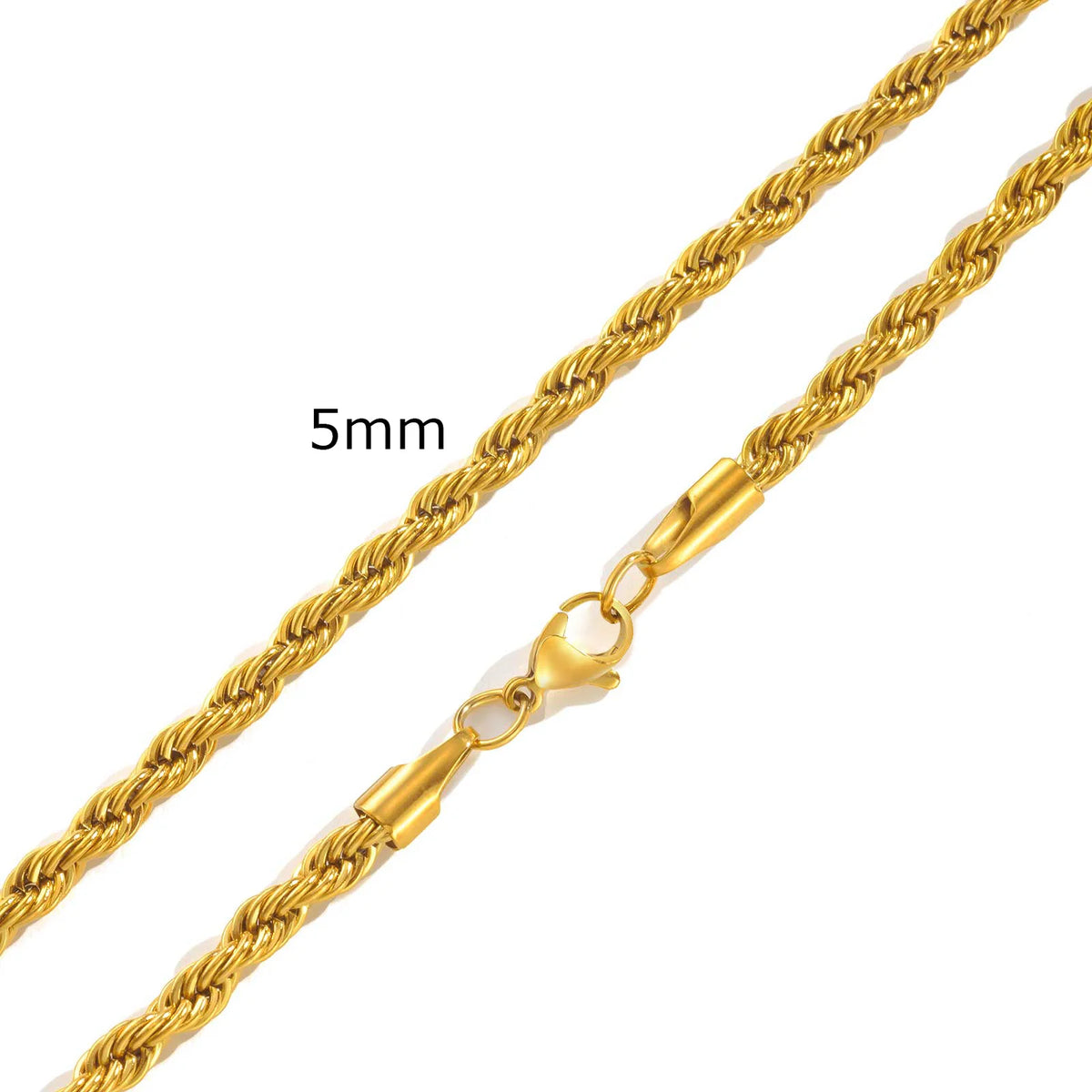 Punk Vintage Rope Chain Necklace for Men Women,Gold Color Stainless Steel Braided Twisted Chain,Hip Hop Casual Jewelry