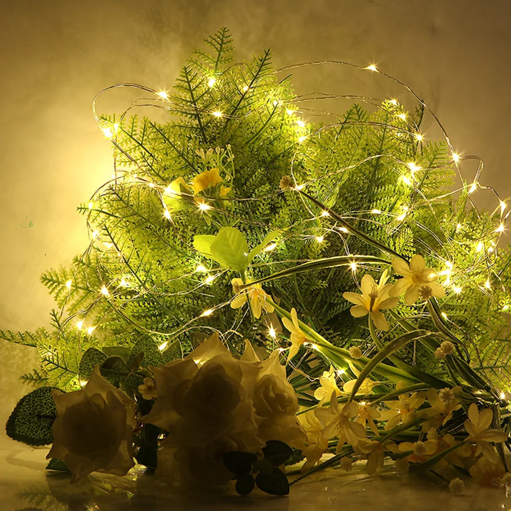 Led Copper Wire Fairy Lights Waterproof LED String Lights Battery Operated DIY Wedding Party Christmas Decoration Garland
