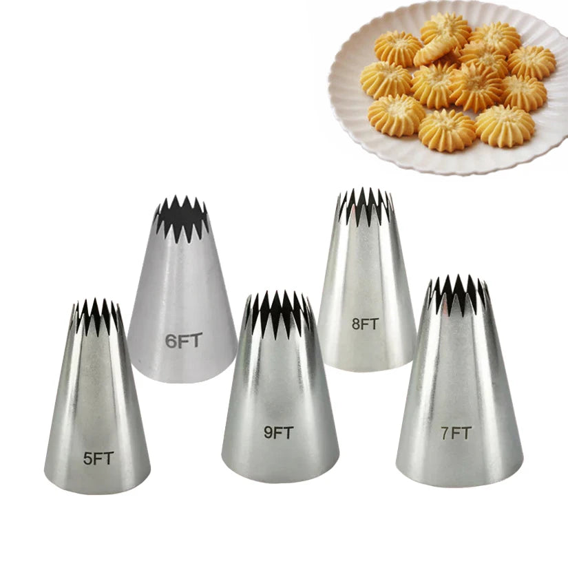 2/3/5/7/12 Pcs/Set Icing Piping Nozzles Set Russian Round Tips Fondant Cake Cream Decorating Pastry Tools - black