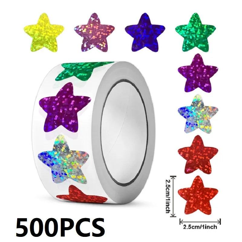 100-500PCS New Stars Stickers Thank You Stickers Photocard Decor Packaging Pack Stickers Roll Rolling Lables - TZ304-500PCS