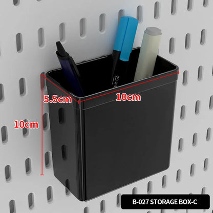 Home Study Storage Pegboard: Suitable for Displaying Figurines, Desk-Top Standing & Clip-On Storage for Furniture Items - Bla