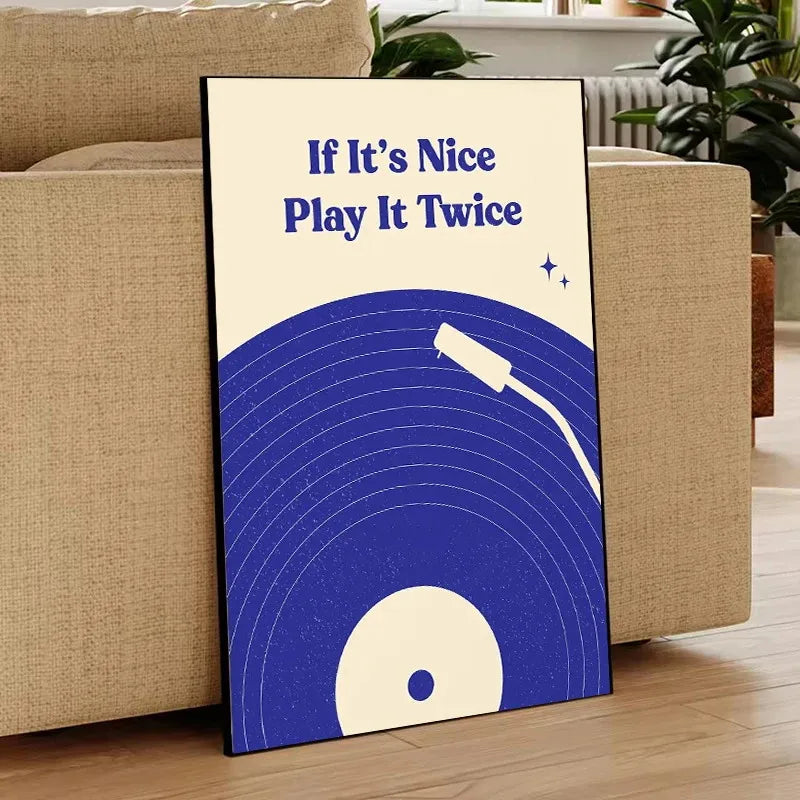 Retro Vinyl Record Print Mid Century Music Minimal Pastel Poster Colorful Wall Art Trendy Minimalist Turntable Home Room Deco