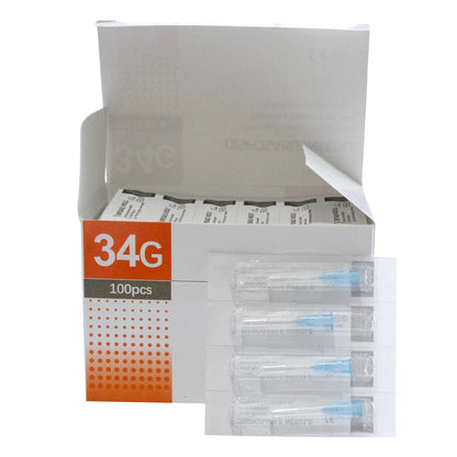 100Pcs 25G 27G 29G 34G 33G 32G 31G 30G Painless Small Superfine Beauty Needle Disposable Injection Piercing Needles 1.5/4/6/1