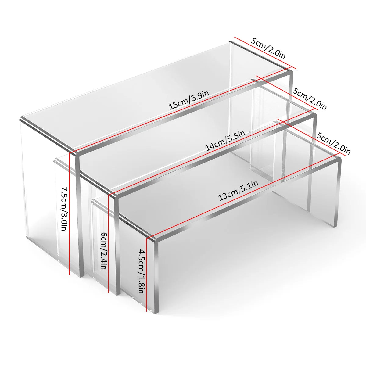 3/6/9Pcs Acrylic Display Stand Blind Box Storage Shelf U Shape Lightweight Cupcake Holder Dessert Display Jewelry Display Ris