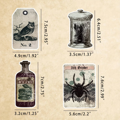 50PCS/Pack Vintage Potion Bottle Labels Stickers Retro Horror Gothic Stickers For Suitcase Scrapbooking Laptop Decorative