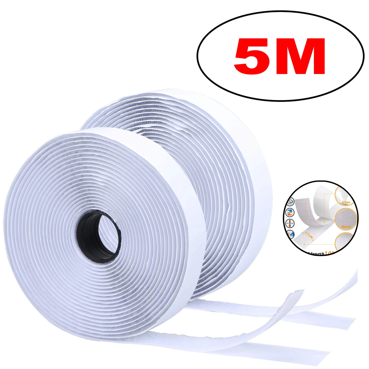 1-10M Self Adhesive Hook and Loop Tape Fastener House Diy Magic Tap Auto Double Sided Roll Strong Glue Home Strap Strips Doub