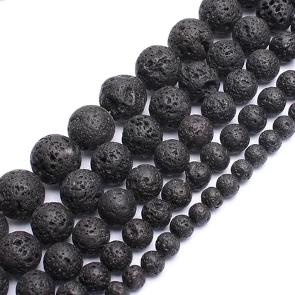 4-14mm Natural Black Volcanic Lava Stone Round Beads 15" Pick Size For Jewelry Making diy Bracelet