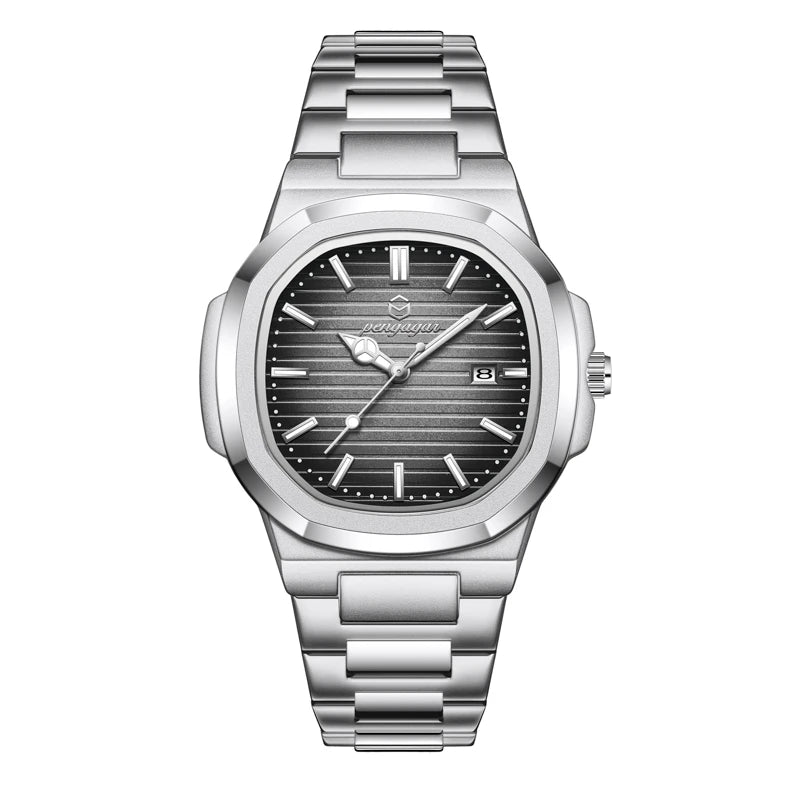 2026 New Luxury Military Man Watch Square Waterproof Luminous Date Week Men Watch Stainless Steel Quartz Men's Watches Reloj+