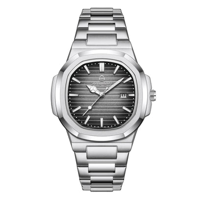 2026 New Luxury Military Man Watch Square Waterproof Luminous Date Week Men Watch Stainless Steel Quartz Men's Watches Reloj+