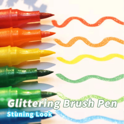 24 Colors Colorful Double-Ended Glitter Pens with Fast-Drying Glue-Like Ink - Fine Tip Tip-To-Base for Scrapbooking, Card Mak