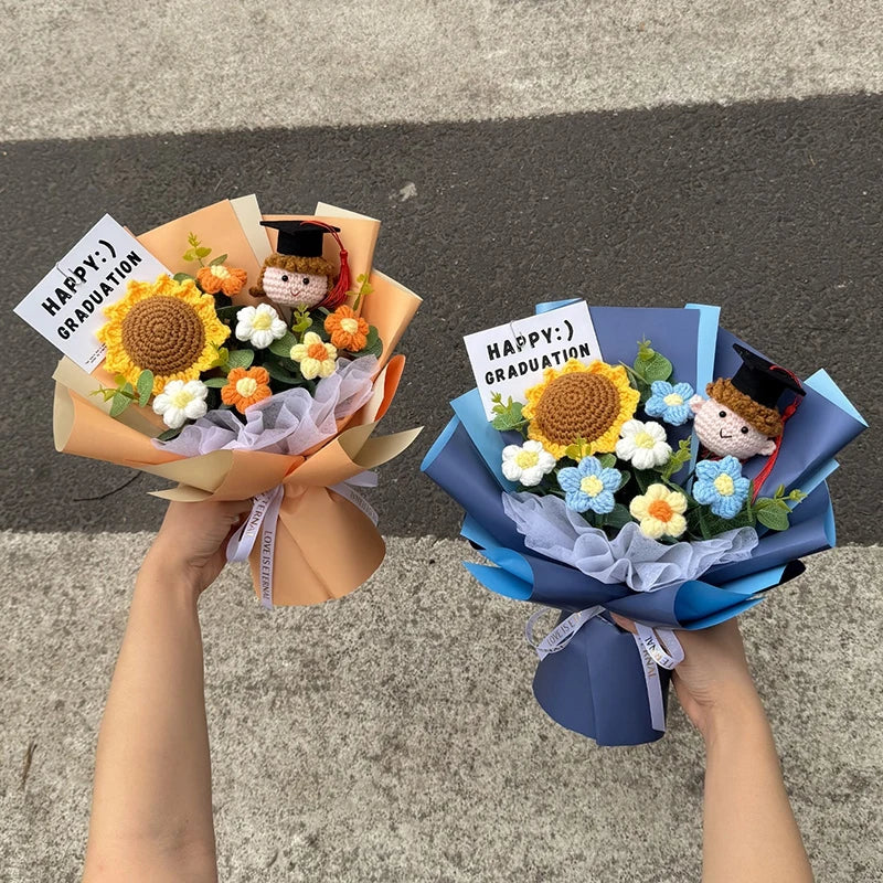 Graduation Bouquet Artificial Crochet Bouquets Hand-woven Flower Bouquet Gifts Teacher's Day Graduation Gift Flowers