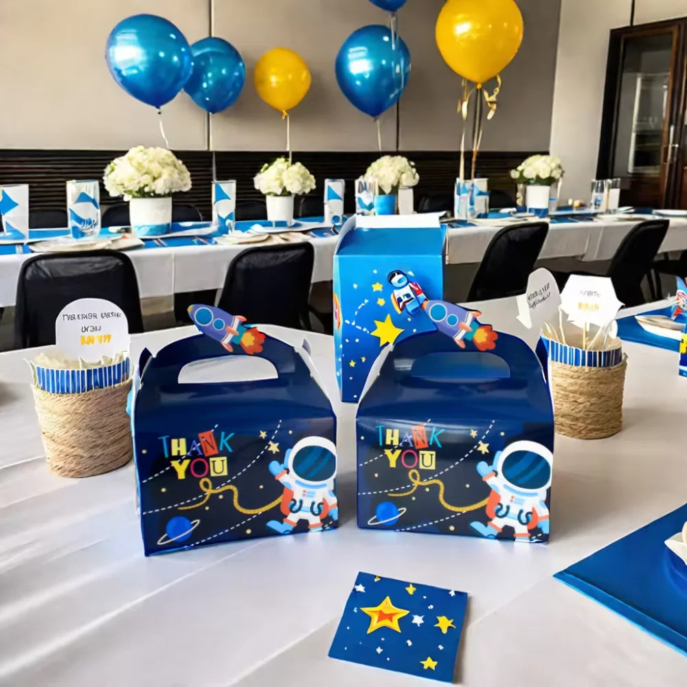 12PCS Outer Space Astronaut Party Favors Bags with Stickers Candy Treat Bags for Kids Space Theme Birthday Party