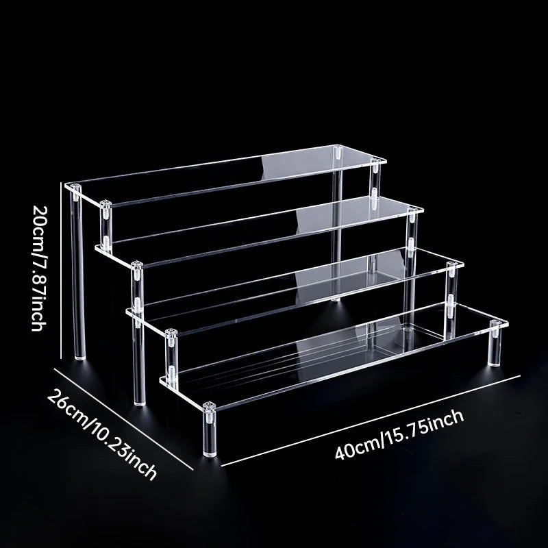 1-5 Tier Acrylic Display Stand Perfume Doll Clay Figurine Blind Box Storage Rack Transparent Ladder Makeup Organization W-2 -