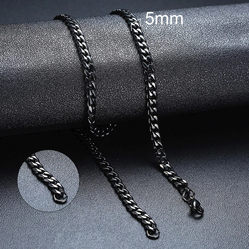 Vnox Cuban Chain Necklace for Men Women,Basic Punk Stainless Steel Curb Link Chain Chokers,Vintage Gold Color Solid Metal Col