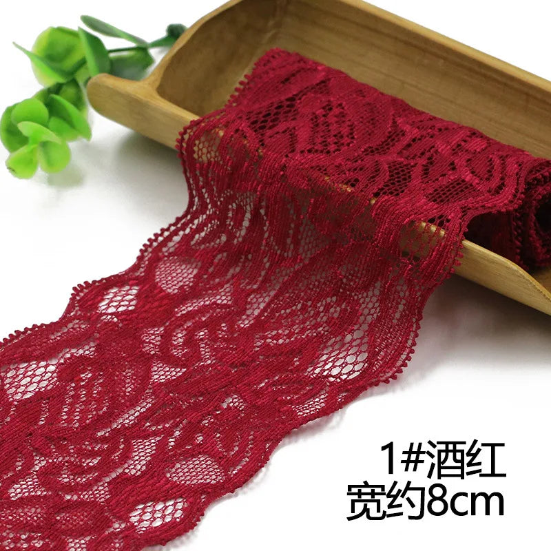 Lace Trim 1 Meter, Elastic Ribbon for Sewing, Wide Lace Trim, DIY Crafts, Scrapbooking Supplies, Crochet Pattern Ribbon in Co