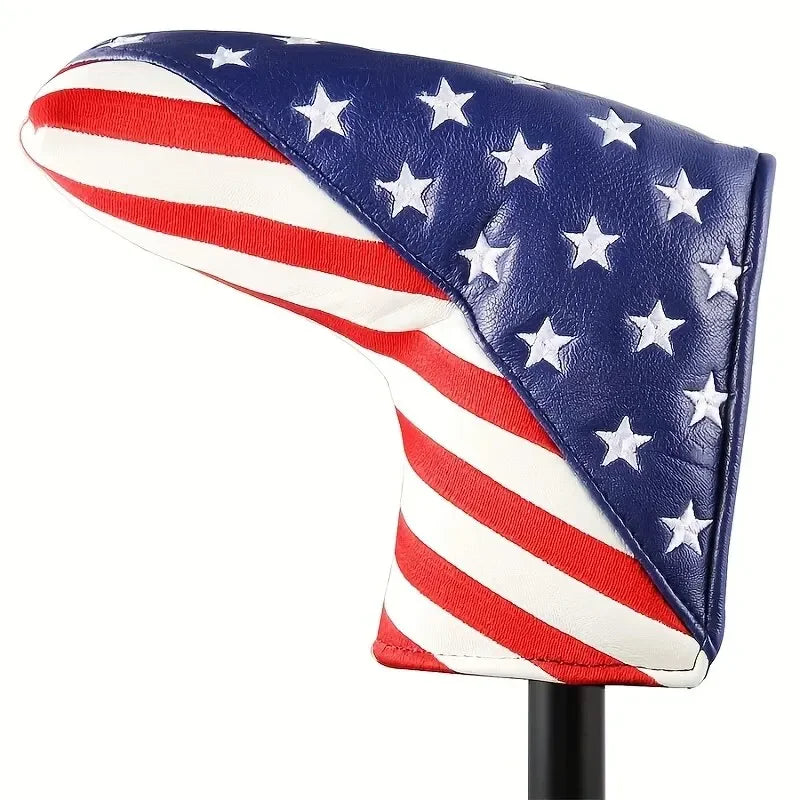 Patriotic Golf Club Head Cover Set - Protect Your Clubs With Durable PU Leather And Vibrant American Flag Design - Putter