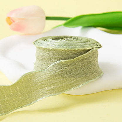 10Yards/Roll Fishtail Yarn Pleated Chiffon Ribbon Wavy Edged Ribbon For DIY Craft Bouquet Gift Wrapping Wedding Party Decorat