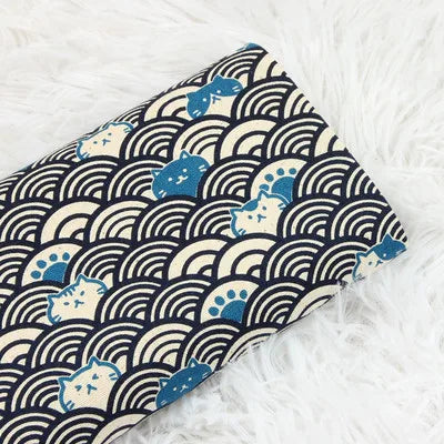 Half Yard Thicken Cotton Fabrics Soft Breeze Cat Curve Print, Handmade DIY Bag Cloth Material 100% Cotton CR-389