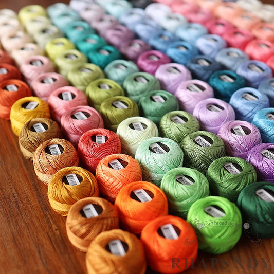 Rhapsody Size #8 Pearl Cotton Crochet Thread Embroidery Craft Needle Cross Stitch Egyptian Cotton Mercerized 12 Balls Set