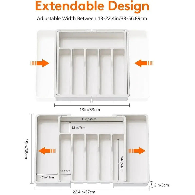 1Pcs Upgradation Adjustable Flatware Tableware Organizer – Plastic Multifunctional Drawer Organizer for Kitchen Counter Utens