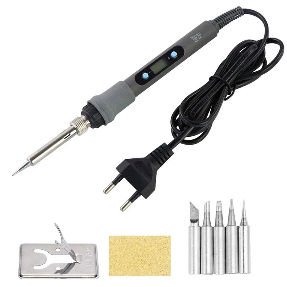 60W/80W Electric Soldering Iron Adjustable Temperature Digital Display Electronic Welding Repair Tools With Solder Tin Iron T