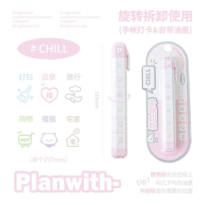 Cute To Do List Journal Stamp Set Pen Shape Detachable Ink Stamps Life Travel Week Heart Planner Diary Decorative Stamp Kid G