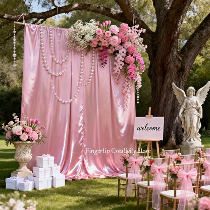 Satin Backdrop Curtain,with Rod Pocket for Wedding,Birthday,Baby Shower,Photography,Graduation Party Backdrop Drapes,1 Panel
