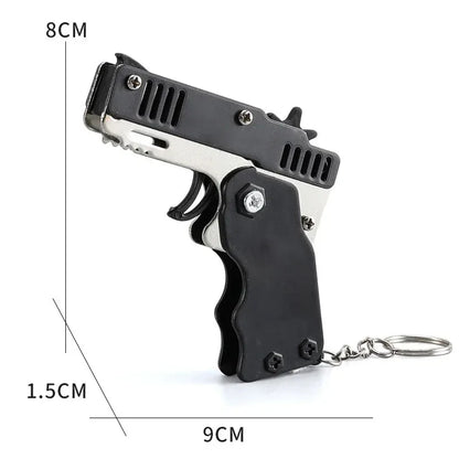 1PCS Keychain Gun 60 Rubber Bands Rubber Band Gun Shooting Pistol Alloy Kid Outdoor Party Metal Gun Gift Boyfriend Gift Funny