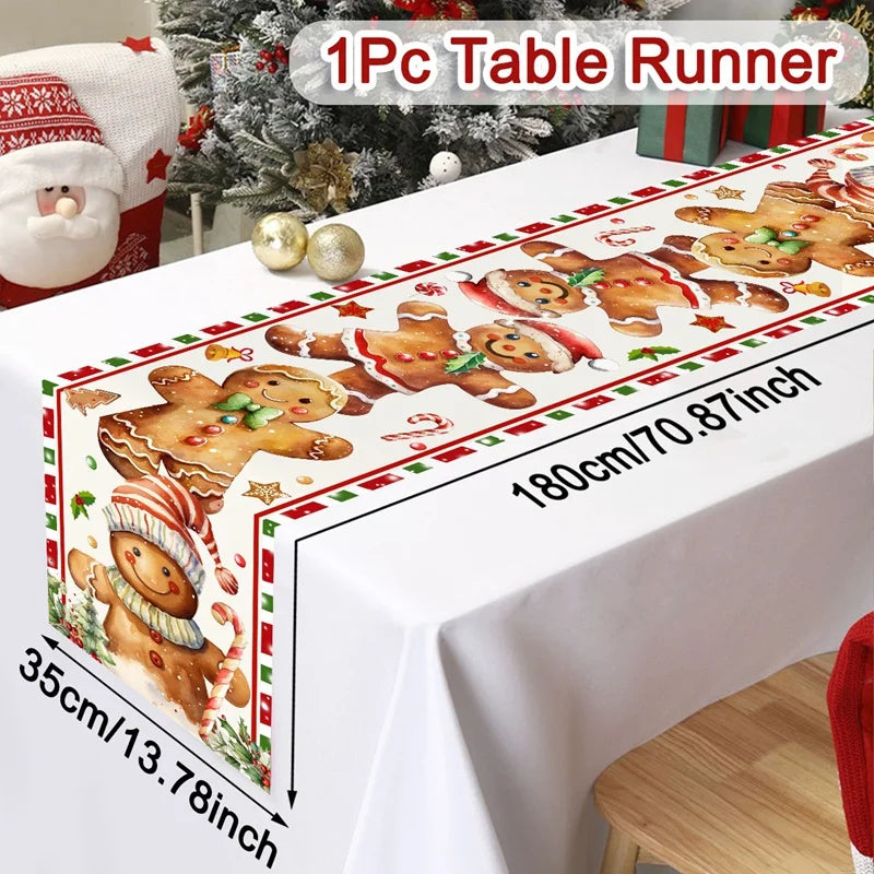 Santa Claus Christmas Table Runner Christmas Decorations For Home 2025 Xmas Table Flag Navidad Noel Gifts New Year Tablecloth