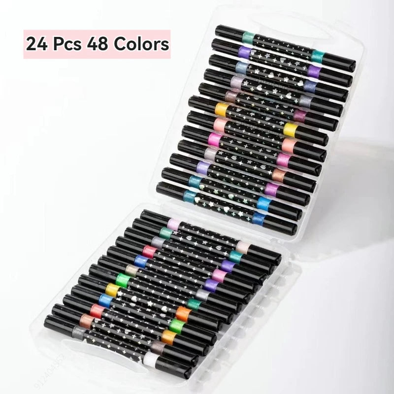 24/48/72/96 Colors Dual Brush Tip Glitter Art Markers Metallic Paint Marker Pens DIY Crafts Birthday Cards, Making Poster, Al