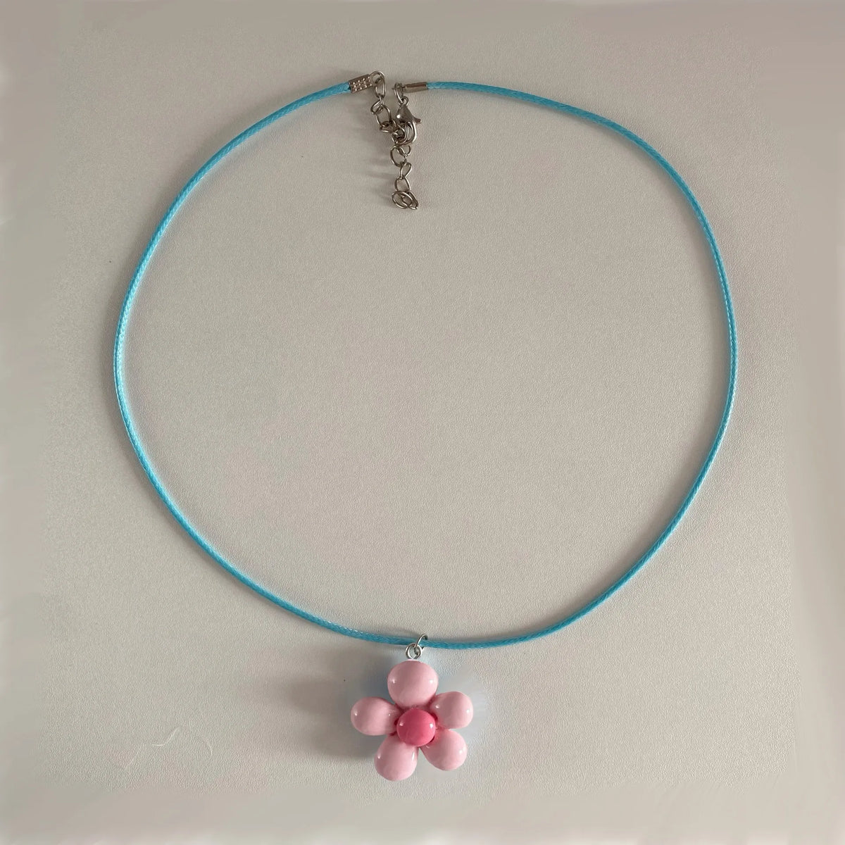 LATS Sweet Colorful Flower Pendant Necklace for Women Girl Floral Design Rope Chain Chokers Fashion Jewelry Gift - 771049