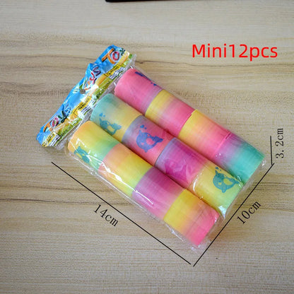 24PCS Rainbow Magic Springs Circle Toys Kids Birthday Party Favors Guests Giveaway Small Gifts Pinata Fillers Flexible Funny 