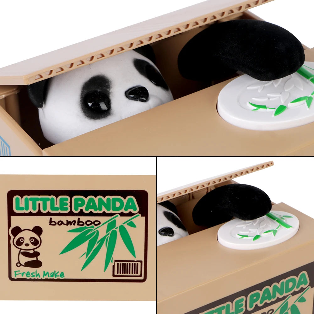 Cute Automated Panda Cat Steal Coin Bank Money Saving Box Electronic Money Boxes Kids Gift Piggy Banks